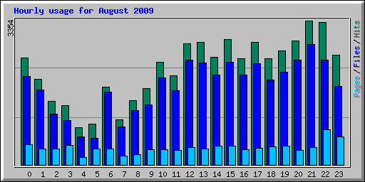 Hourly usage for August 2009