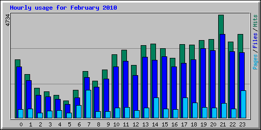 Hourly usage for February 2010